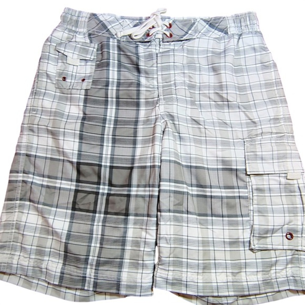 Men's American Rag Plaid Cargo‎ Board Shorts Medium Swim Trunks surfing